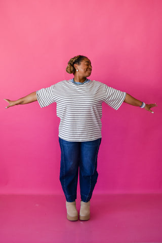 McCall Oversized Stripe Tee in Cream