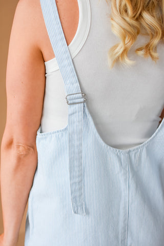 Fran Striped Romper in Blue
