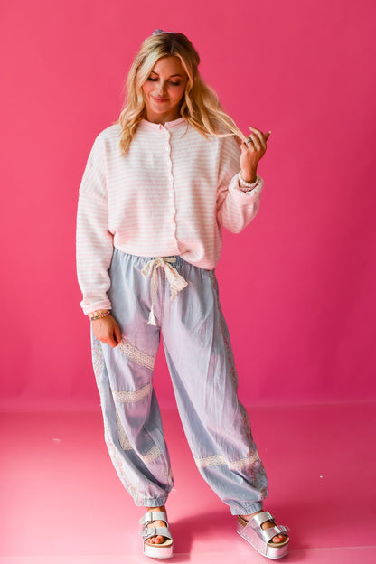 Piper Cardigan - Pink Mini Stripe