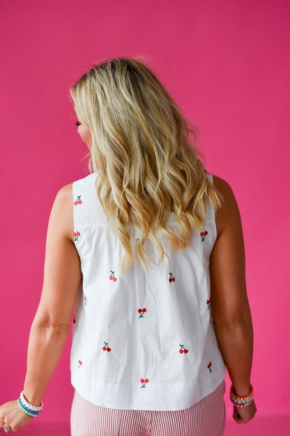 Brinkley Cherry Embroidered Top
