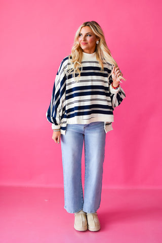 Navvy Stripe Mock Neck Top
