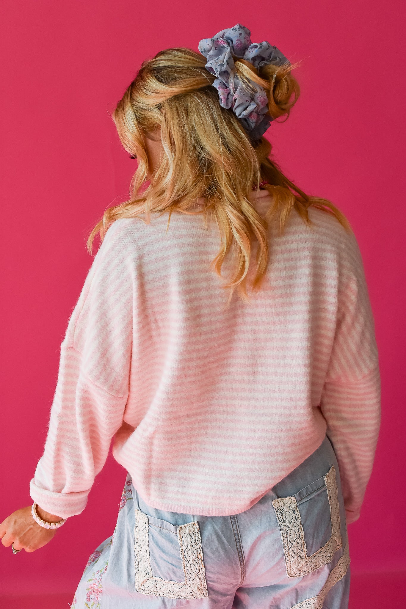 Piper Cardigan - Pink Mini Stripe