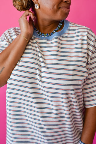 McCall Oversized Stripe Tee in Cream