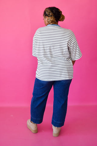 McCall Oversized Stripe Tee in Cream