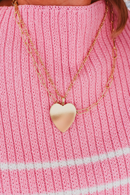 Big Heart Double Chain Necklace