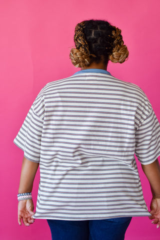 McCall Oversized Stripe Tee in Cream