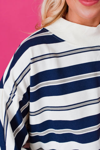 Navvy Stripe Mock Neck Top
