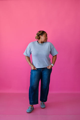 Ava Blue/Tomato Stripe Tee