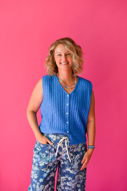 Hattie Sweater Vest in Blue