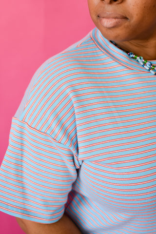 Ava Blue/Tomato Stripe Tee