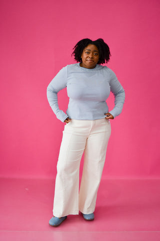 Ana Stripe Long Sleeve Tee in Blue/White