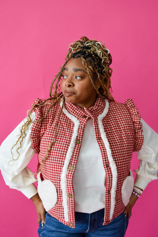 Quincy Gingham Sherpa Vest