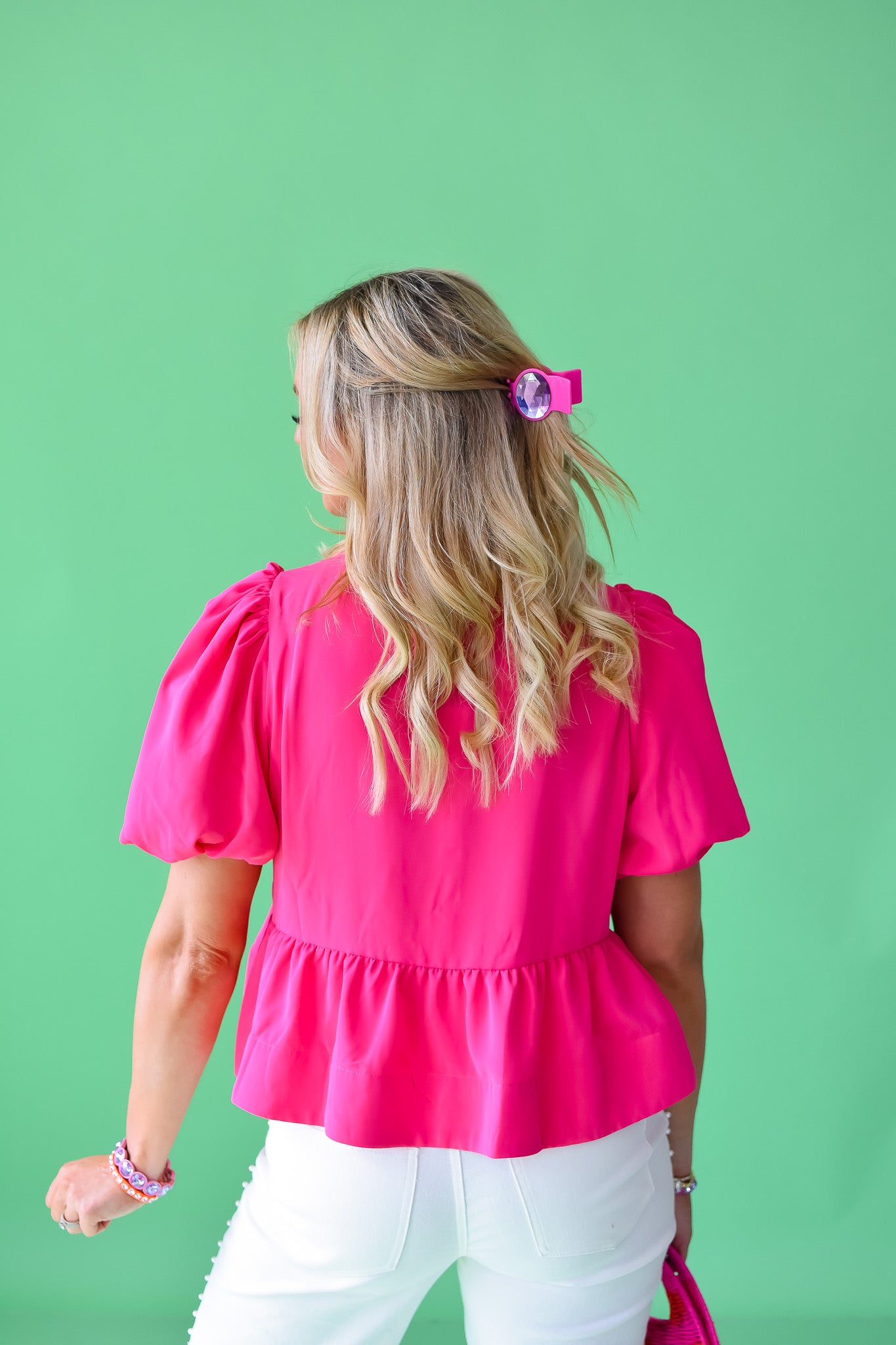 Sasha Bow Top in Hot Pink