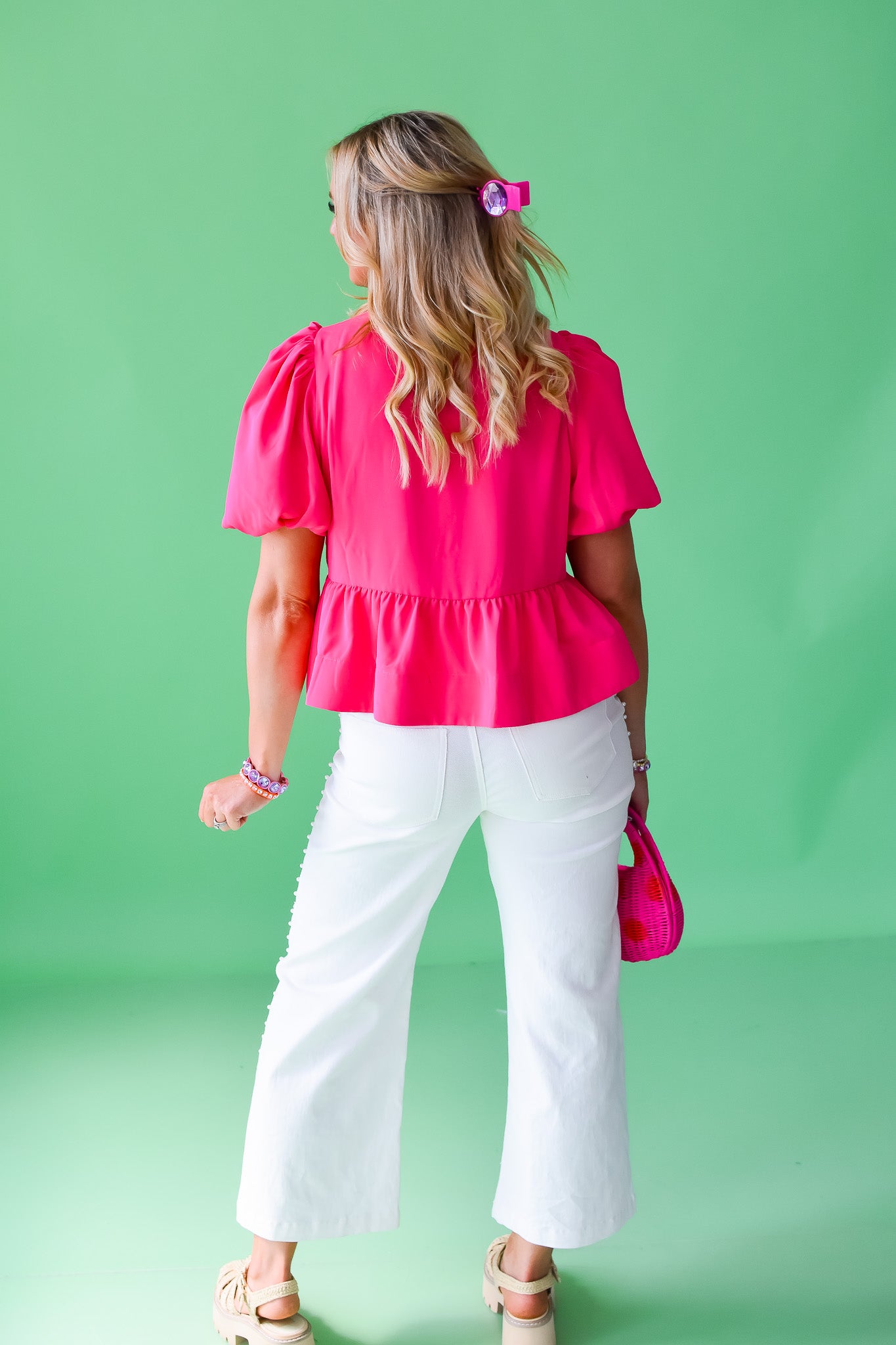 Sasha Bow Top in Hot Pink