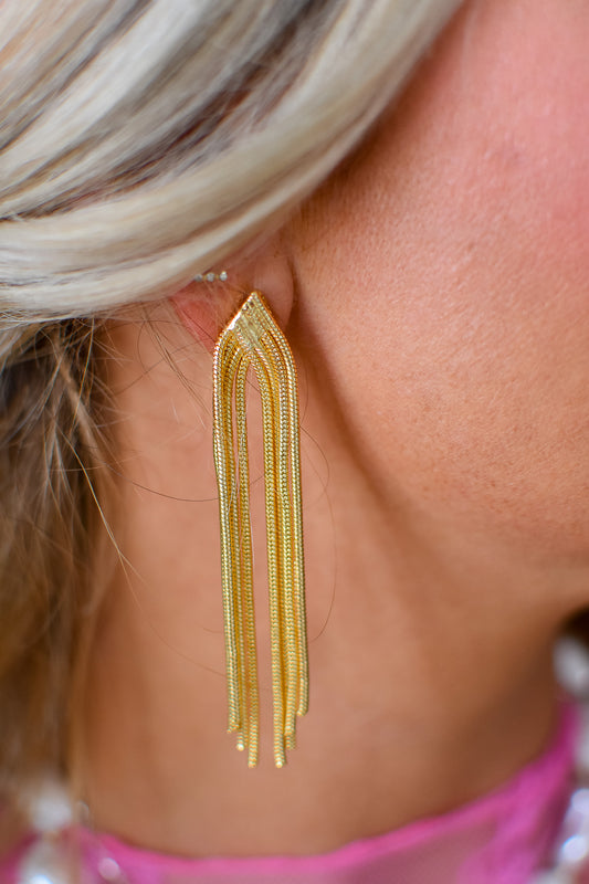 Gold Waterfall Chain Earrings