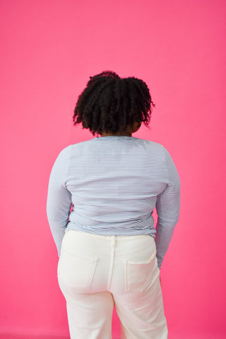 Ana Stripe Long Sleeve Tee in Blue/White