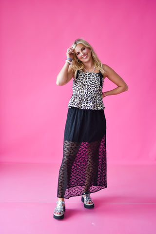 Alix Lace Midi Skirt in Black