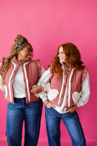 Quincy Gingham Sherpa Vest