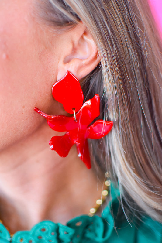 Flora Earrings - Crimson