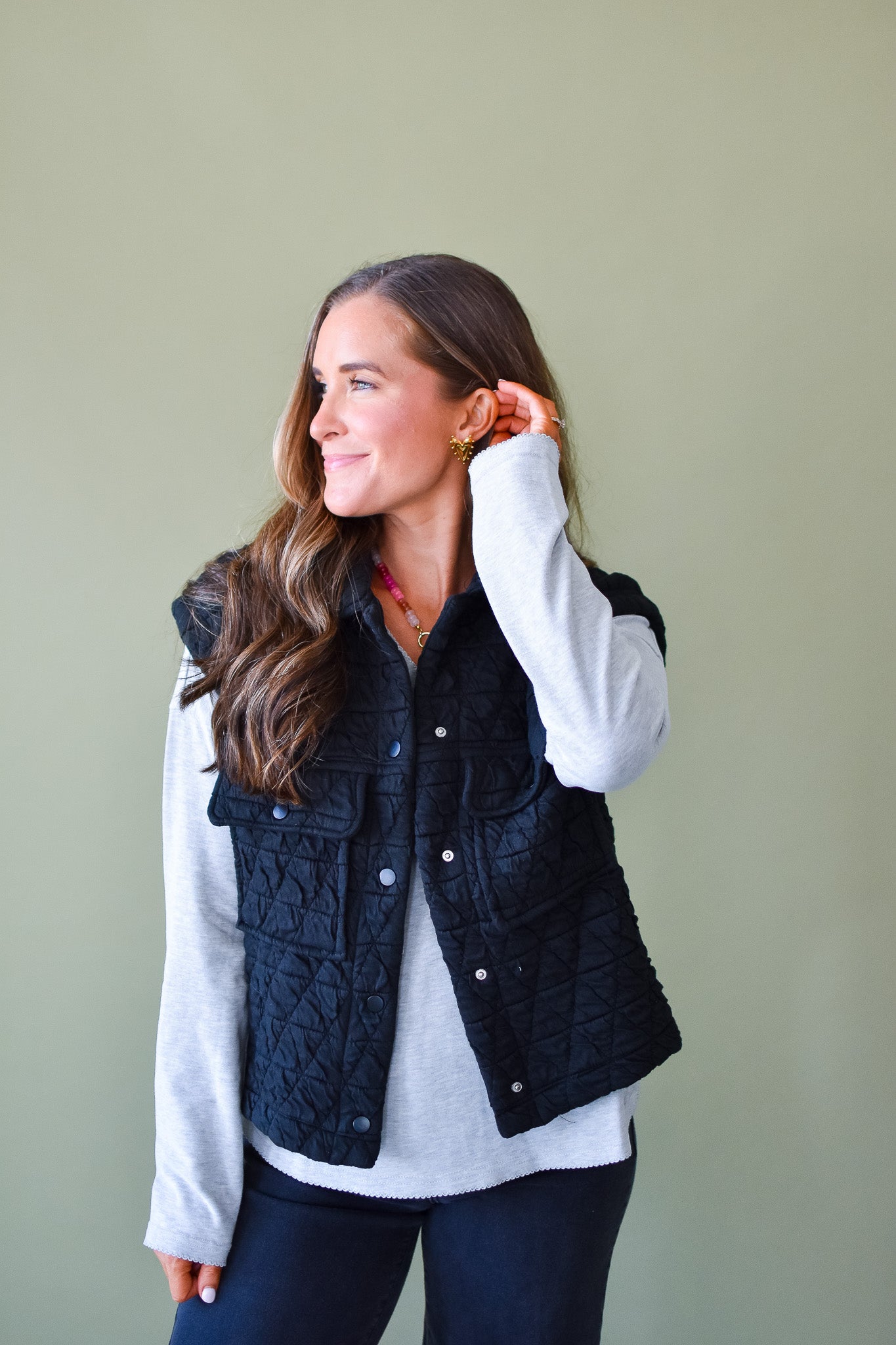 Maguire Quilted Vest in Black