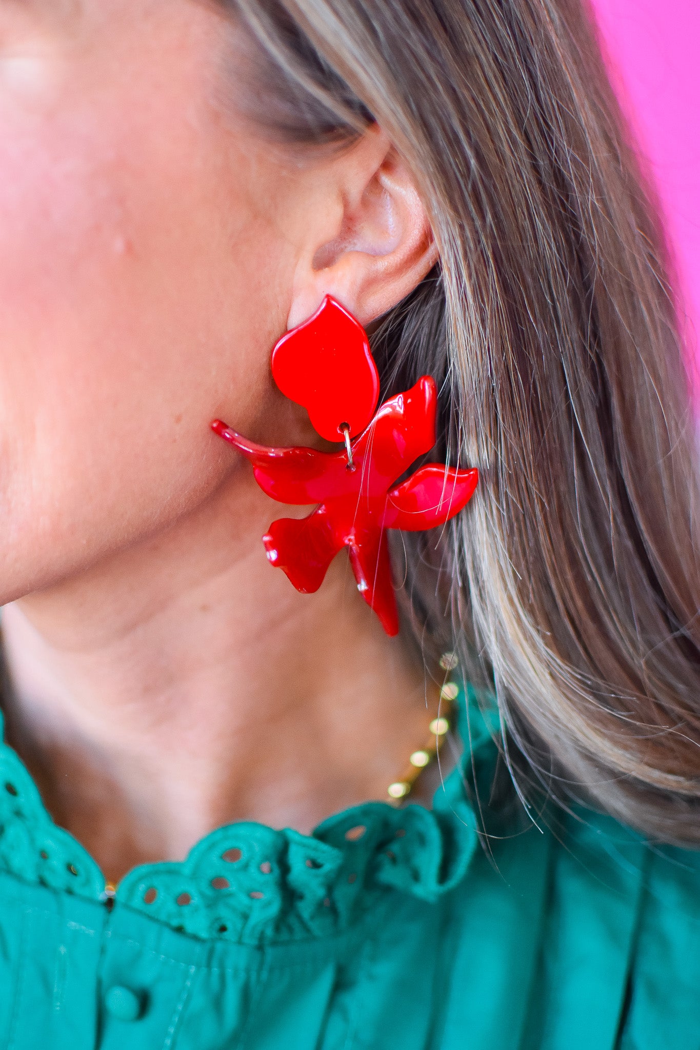 Flora Earrings - Crimson