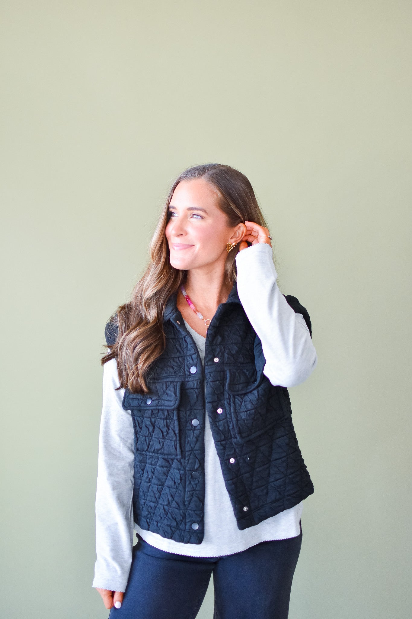 Maguire Quilted Vest in Black