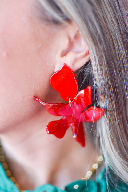 Flora Earrings - Crimson