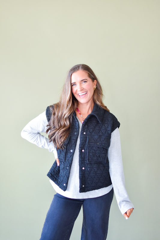 Maguire Quilted Vest in Black