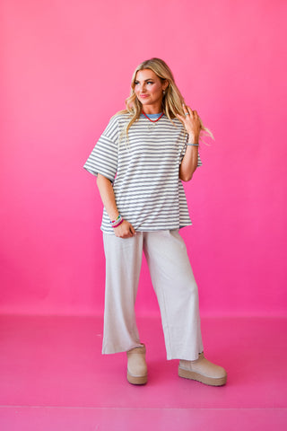 McCall Oversized Stripe Tee in Cream