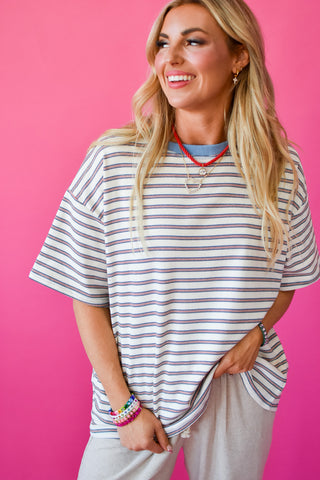 McCall Oversized Stripe Tee in Cream
