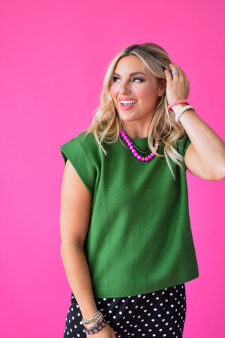 Bella Short Sleeve Sweater in Fern