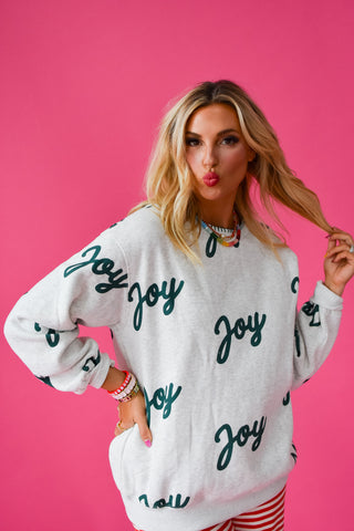 Joy Stitched Fleece Sweatshirt