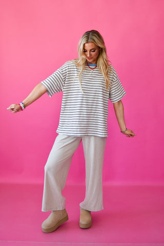 McCall Oversized Stripe Tee in Cream