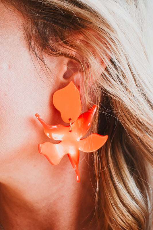 Flora Earrings - Metallic Orange RESTOCK