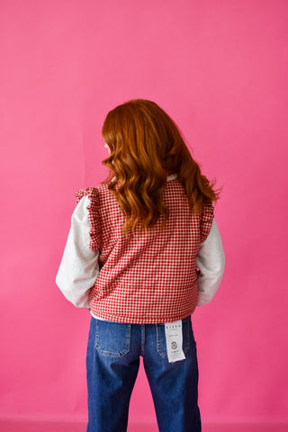 Quincy Gingham Sherpa Vest