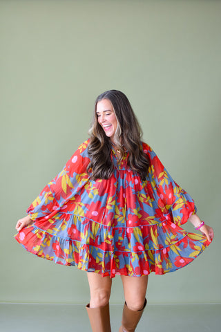 Olivia Boho Floral Mini Dress