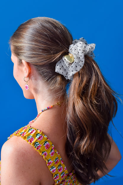 Oversized Scrunchie - Polka Dot with Charm