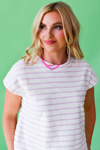 Cam Stripes Short Set in Pink/Ivory