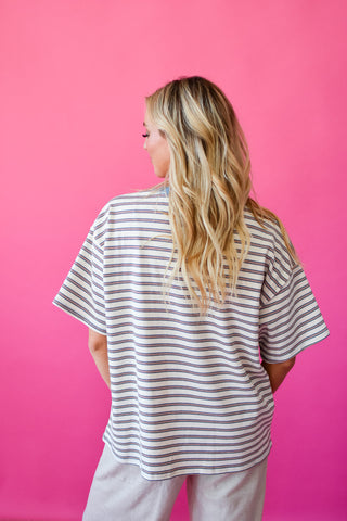 McCall Oversized Stripe Tee in Cream