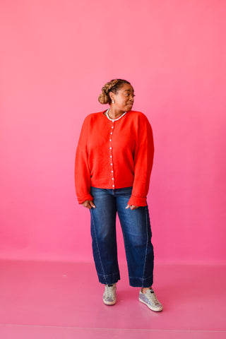 Piper Cardigan - Tomato Red