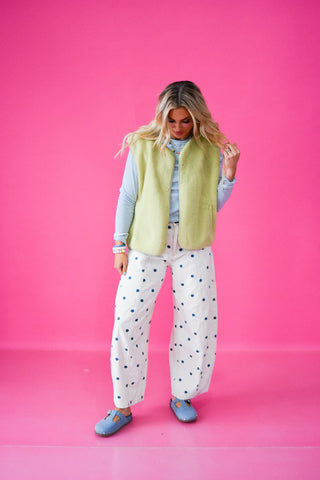 Caroline Sherpa Vest in Chartreuse