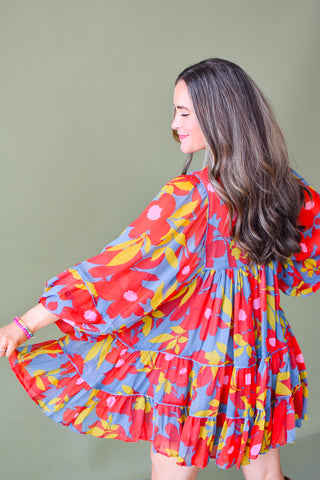 Olivia Boho Floral Mini Dress