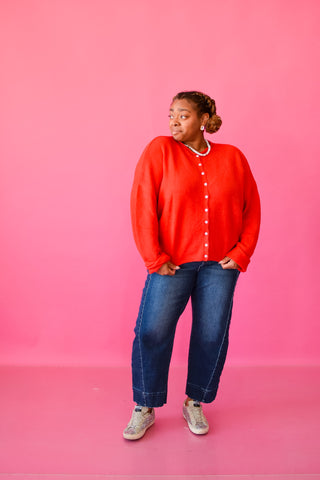 Piper Cardigan - Tomato Red