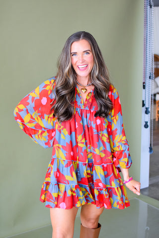 Olivia Boho Floral Mini Dress