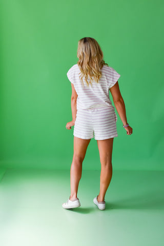 Cam Stripes Short Set in Pink/Ivory