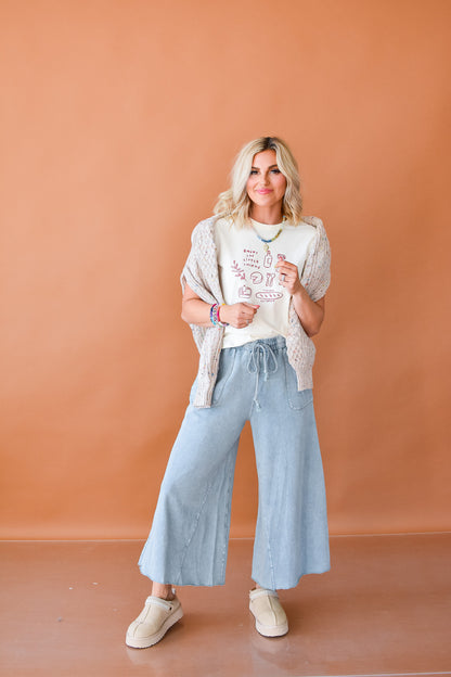 Frances Wide Leg Pants in Muted Teal