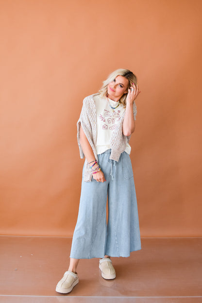 Frances Wide Leg Pants in Muted Teal