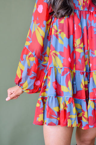 Olivia Boho Floral Mini Dress