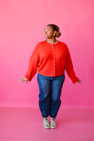 Piper Cardigan - Tomato Red