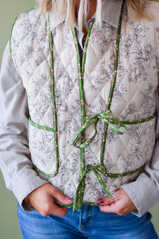 Clara Floral Front Tie Vest